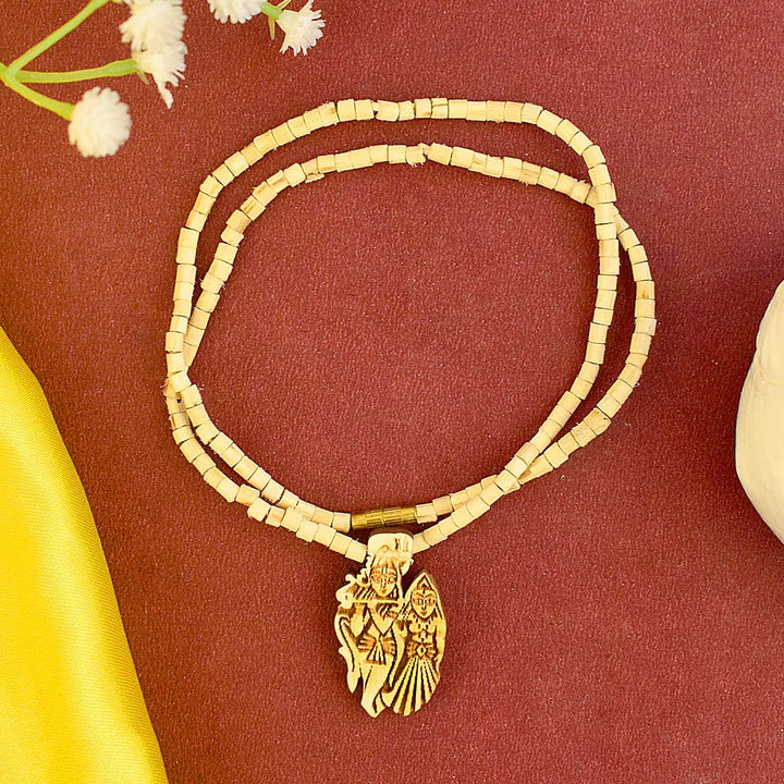 Wooden Radha Krishna Locket – handcrafted devotional pendant featuring Radha and Krishna made from wood, symbolizing divine love, peace, and spiritual connection. India’s Largest Brass Idols Brand - www.Japay.in
