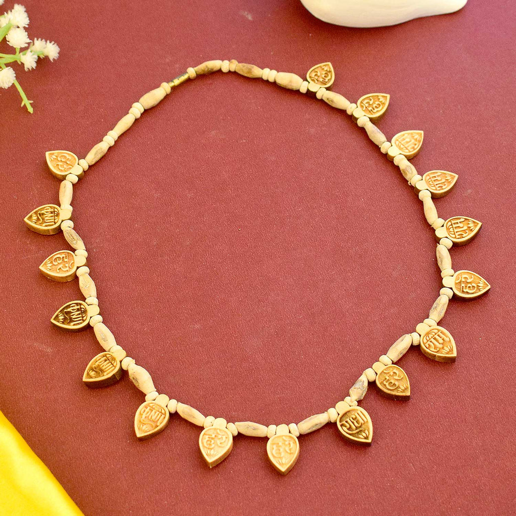 100% Pure Tulsi Wooden Mala with Hare Ram Hare Krishna Engraved Wooden Locket for Chanting and Meditation. India’s Largest Brass Idols Brand - www.satvikworld.com