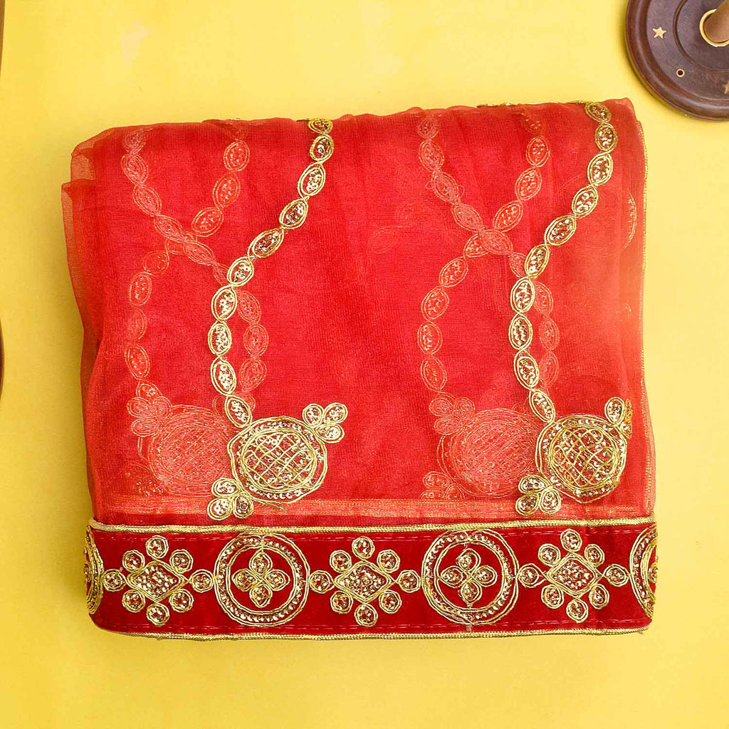 "Red and Gold Mata Chunri – 210 cm x 100 cm"

Enhance your pooja ceremonies with this Pink and Gold Mata Chunri, measuring 210 cm x 100 cm. Featuring gold paisley motifs and a detailed red border, it is perfect for Devi pooja, mandir decoration, and festive rituals like Navratri and Diwali.

Shop now at satvikworld.com for authentic Indian pooja essentials across the USA.