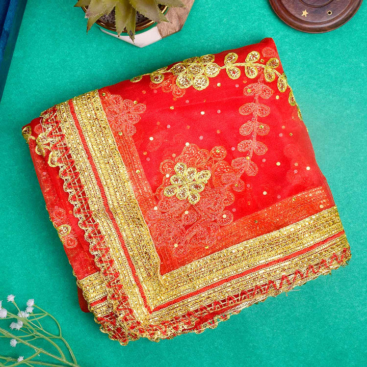 Elevate your pooja rituals and festive decor with this Pink and Gold Mata Chunri, measuring 186 cm x 104 cm. Featuring golden floral patterns and wavy designs, it is perfect for Devi pooja, mandir decoration, and religious ceremonies like Navratri and Diwali.

Shop now at satvikworld.com for authentic Indian pooja essentials across the USA.