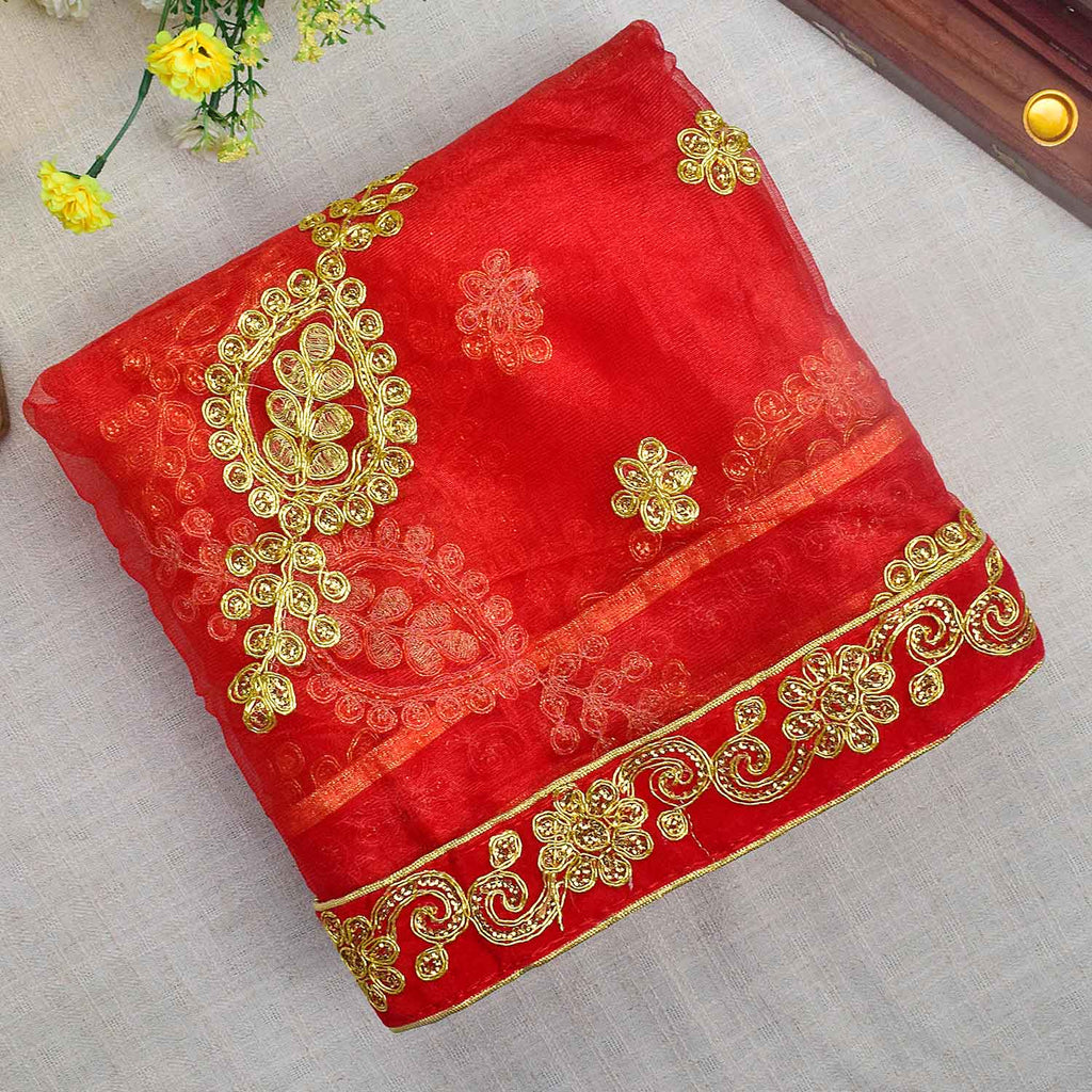 Enhance your pooja rituals with this elegant Pink and Gold Mata Chunri, measuring 216 cm x 99 cm. Featuring intricate gold paisley patterns and a decorative red border, it is ideal for Devi pooja, altar decoration, and religious ceremonies during Navratri, Diwali, and other auspicious events.

Shop now at satvikworld.com for authentic Indian pooja accessories delivered across the USA.
