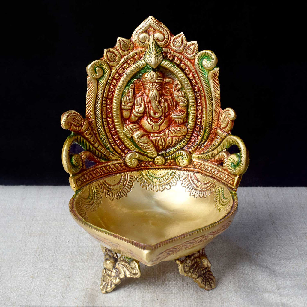 7.1 Inch Brass Ganesh Diya – Traditional Hindu Oil Lamp for Puja, Mandir Decoration, and Spiritual Home Decor | India’s Largest Pooja Accessories Brand – www.satvikworld.com