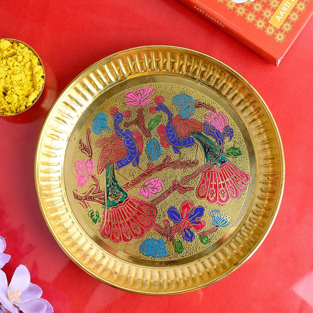 Shop elegant Decorative Brass Peacock Thali with intricate design, ideal for pooja rituals, festive décor, and spiritual gifting. A perfect addition to your temple or home mandir.India’s Largest Pooja Accessories Brand – www.satvikworld.com