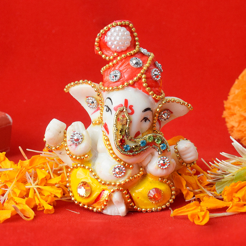 Decorative Ganesh Idol for Car Dashboard, bringing prosperity and blessings with its intricate design, perfect for spiritual car decor and good luck. India’s Largest Pooja Accessories Brand – www.satvikworld.com
