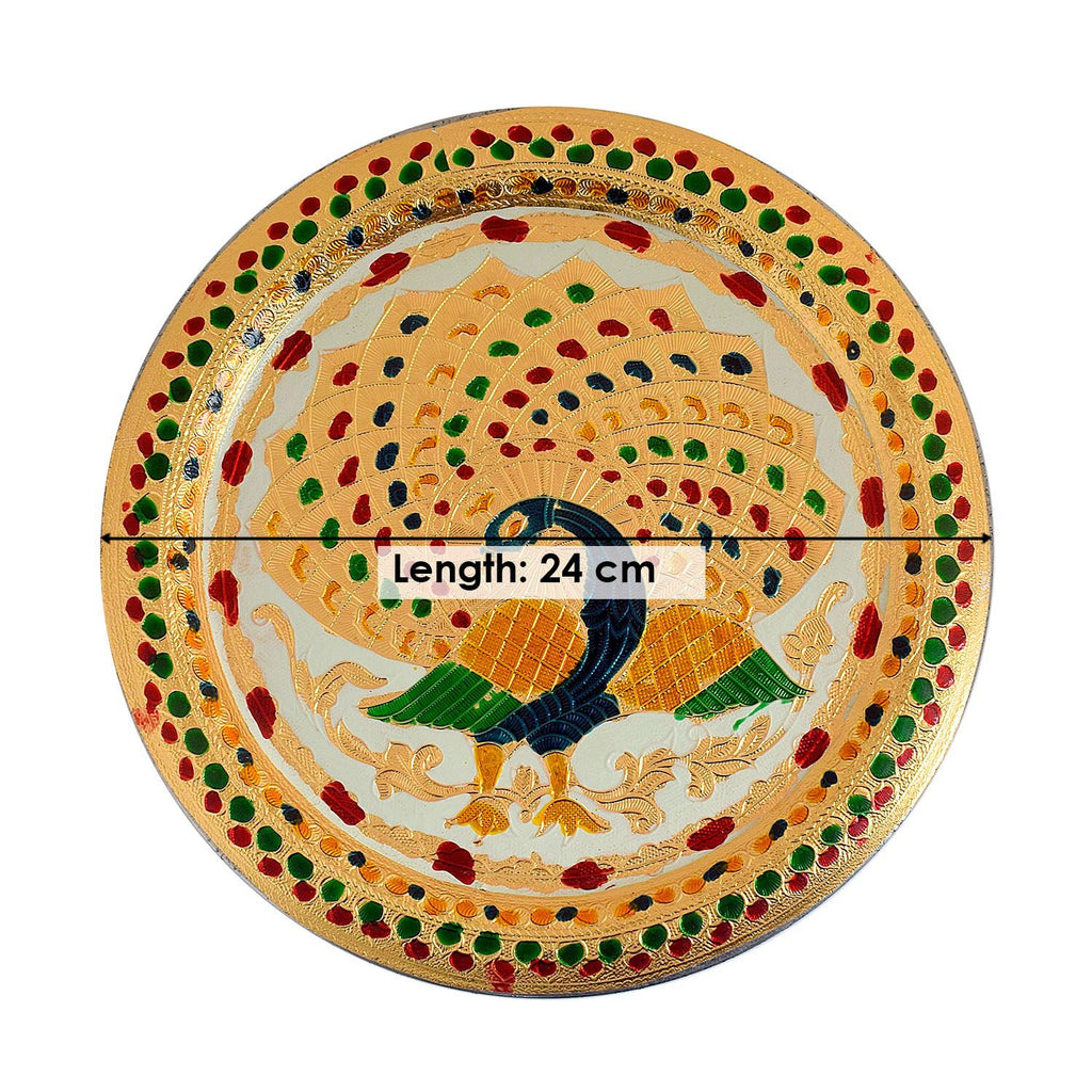 Decorative Stainless Steel Peacock Thali Puja Store Online Pooja Items Online Puja Samagri Pooja Store near me www.satvikworld.com