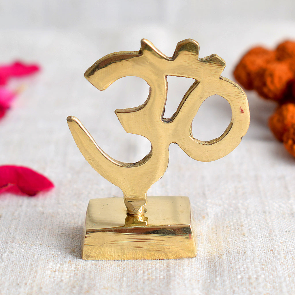 Elegant Brass OM Symbol Sculpture for Car Dashboard or Home Decor – A Sacred and Stylish Spiritual Accent. India’s Largest Pooja Accessories Brand – www.satvikworld.com