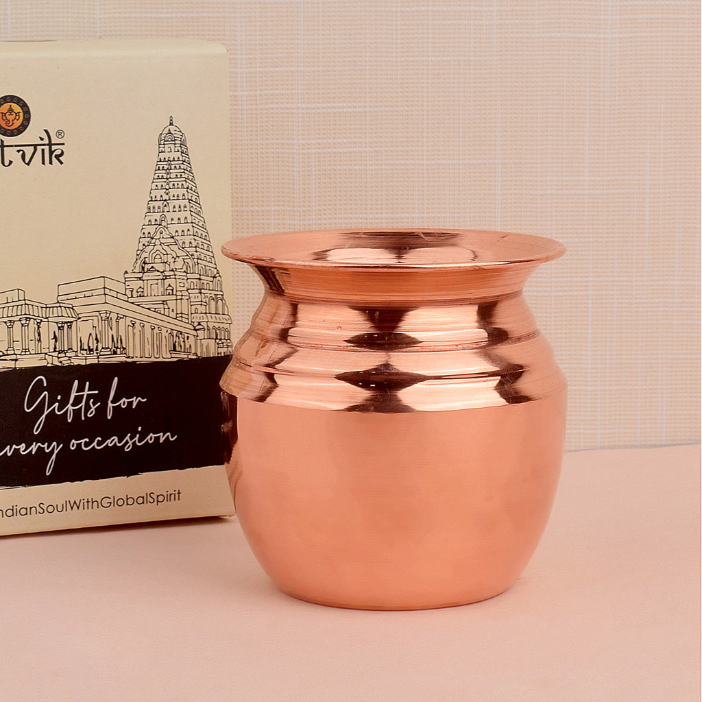 Elegant Copper Regular Lota for pooja and religious rituals, crafted with a smooth finish for spiritual use. India’s Largest Pooja Accessories Brand – www.satvikworld.com