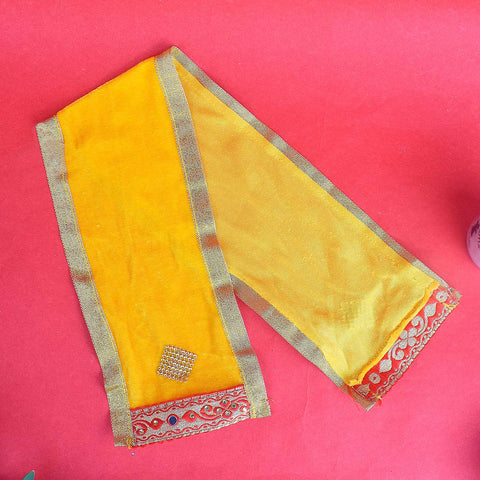 Elegant Yellow Angvastra/Patka/Duppata – Available in 23 and 32 inches, bright yellow devotional cloth perfect for temple rituals, puja, and spiritual ceremonies. India’s Largest Pooja Accessories Brand – www.satvikworld.com
