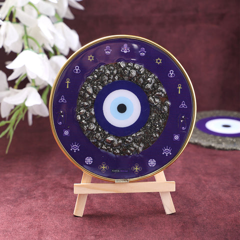 evil eye pyrite chips frame stand protection wealth healing stone vastu decor. India’s Largest Puja Accessories Brand- www.satvikworld.com