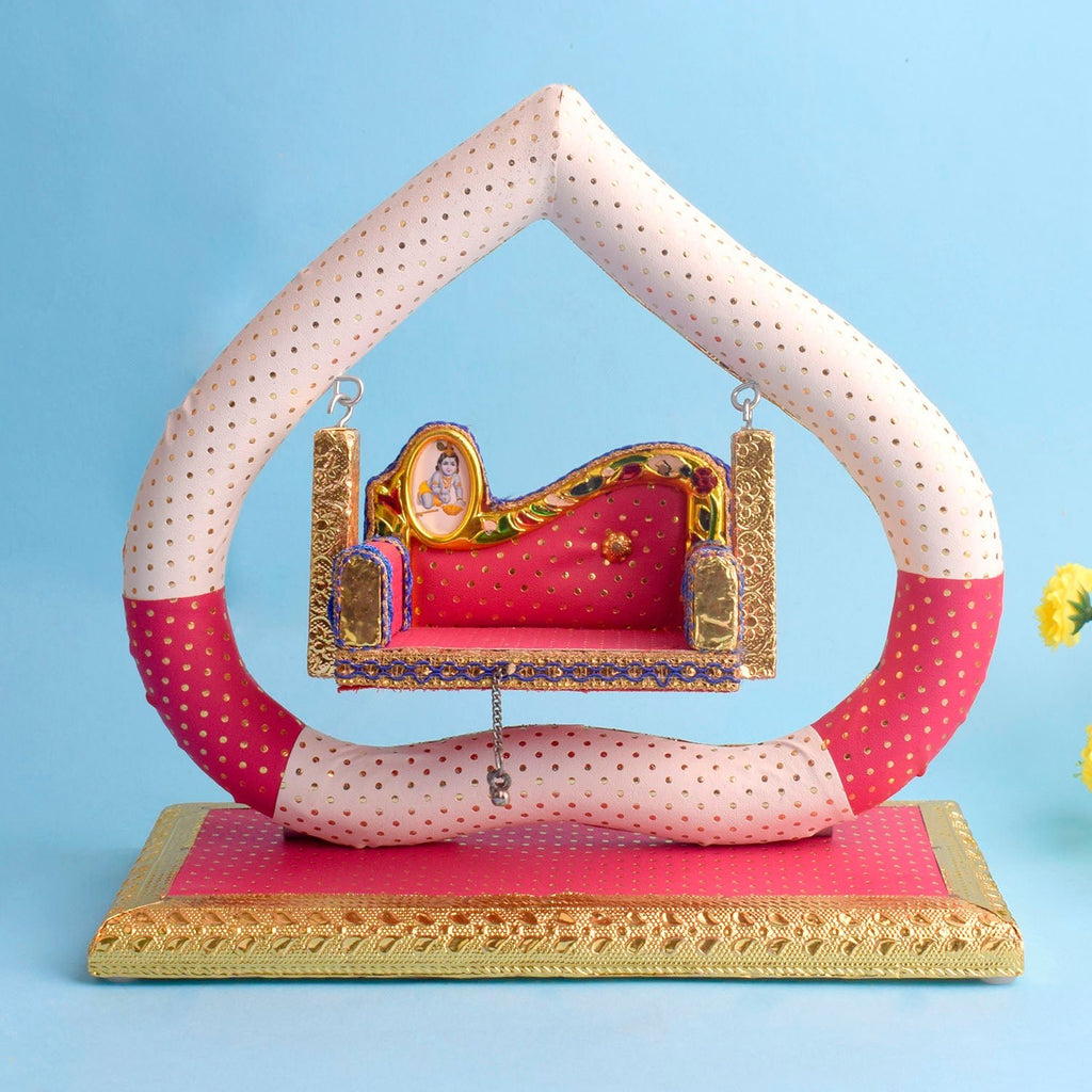 Exquisite Jhula for Laddu Gopal – ornate handcrafted swing with elegant design, perfect for temple and festive celebrations. India’s Largest Pooja Accessories Brand – www.satvikworld.com