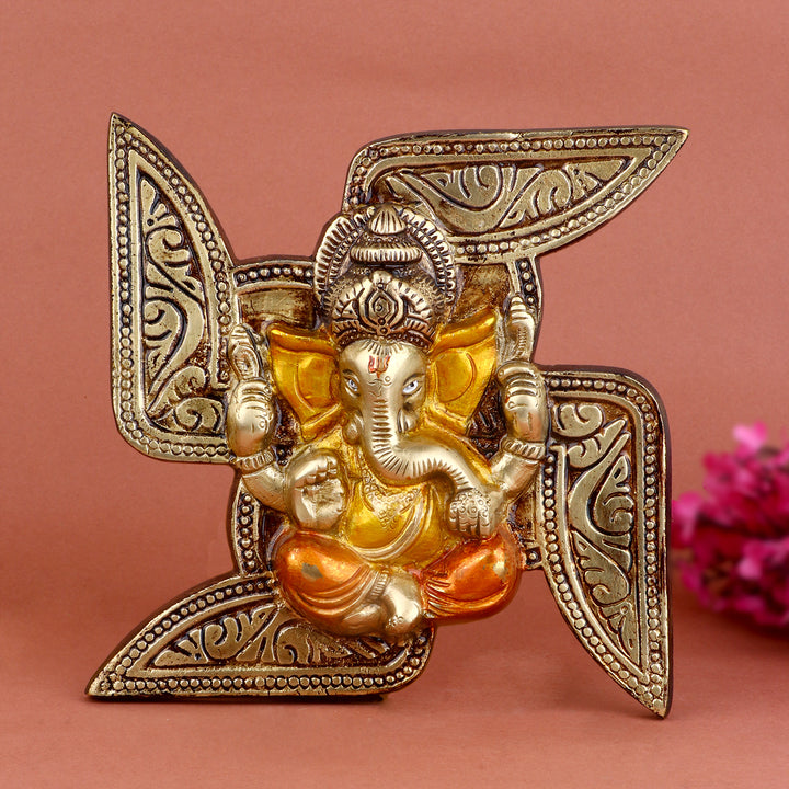 Eye-catching pure brass wall hanging featuring Lord Ganesh in detailed traditional design for home and temple decor. India’s Largest Pooja Accessories Brand – www.satvikworld.com