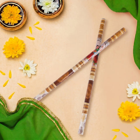  Folk Art Print Wooden Dandiya Sticks | India’s Largest Pooja Accessories Brand – www.satvikworld.com
