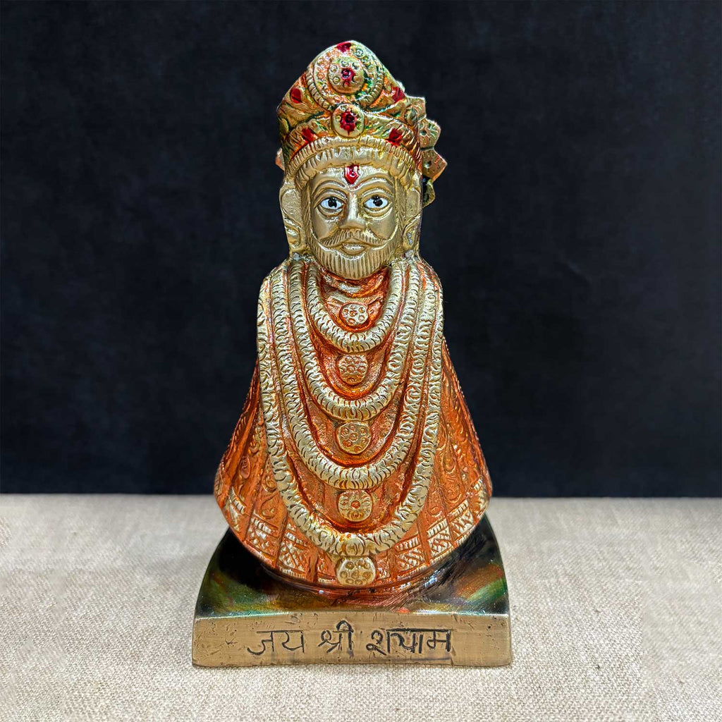 6.3-inch elegant Khatu Shyam statue, exquisitely crafted to symbolize faith, devotion, and divine blessings. Ideal for home temples, spiritual spaces, or as a meaningful gift for those seeking protection and peace. India’s Largest Pooja Accessories Brand – www.satvikworld.com
