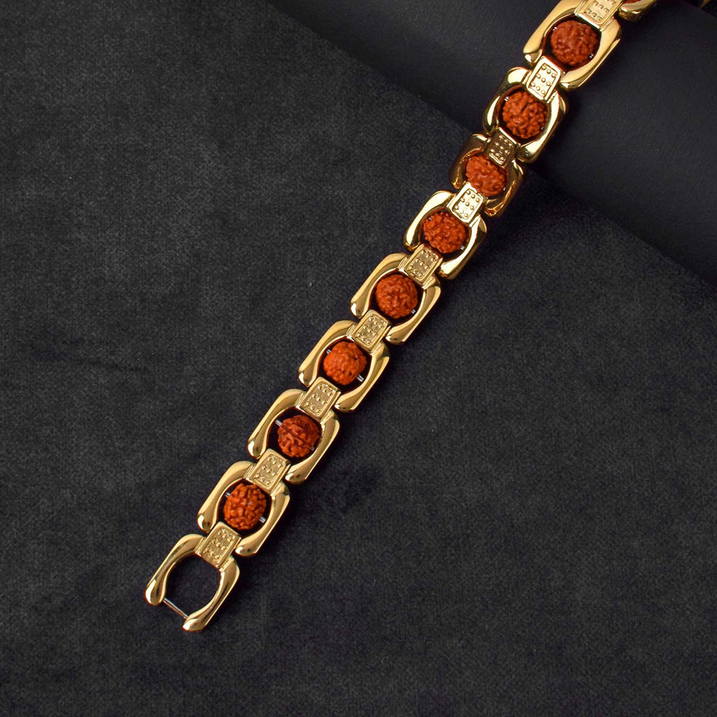Gold Plated Rudraksha Bracelet with Premium PVD Coating – Spiritual and Stylish Wristwear from Satvikstore.in India’s Largest Pooja Accessories Brand - www.satvikworld.com