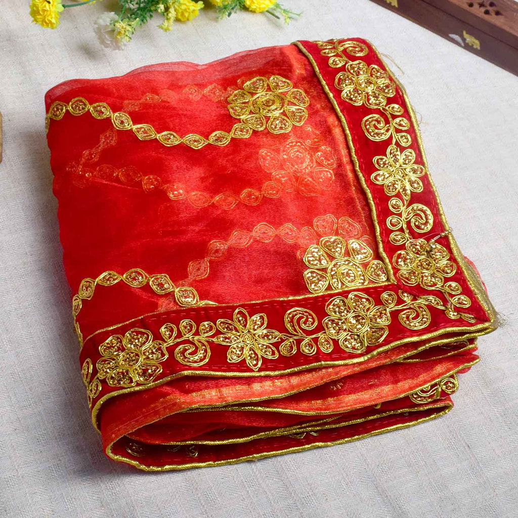 Gorgeous Red Mata Chunri for Pooja and Religious Ceremonies (84x40.5 Inch) – India’s Largest Pooja Accessories Brand – www.satvikworld.com

