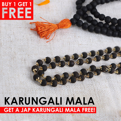Govt. Certified Karungali/ Ebony Mala with Golden Brass Cap