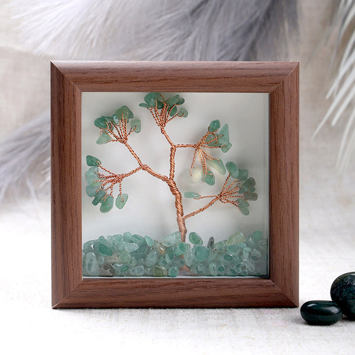 Green aventurine healing stone tree frame for luck and prosperity. India’s Largest Puja Accessories Brand- www.satvikworld.com