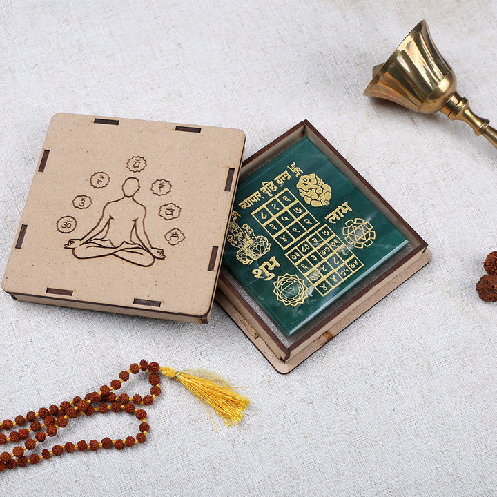 Green aventurine vyapar vridhi yantra for business growth and prosperity. India’s Largest Puja Accessories Brand- www.satvikworld.com