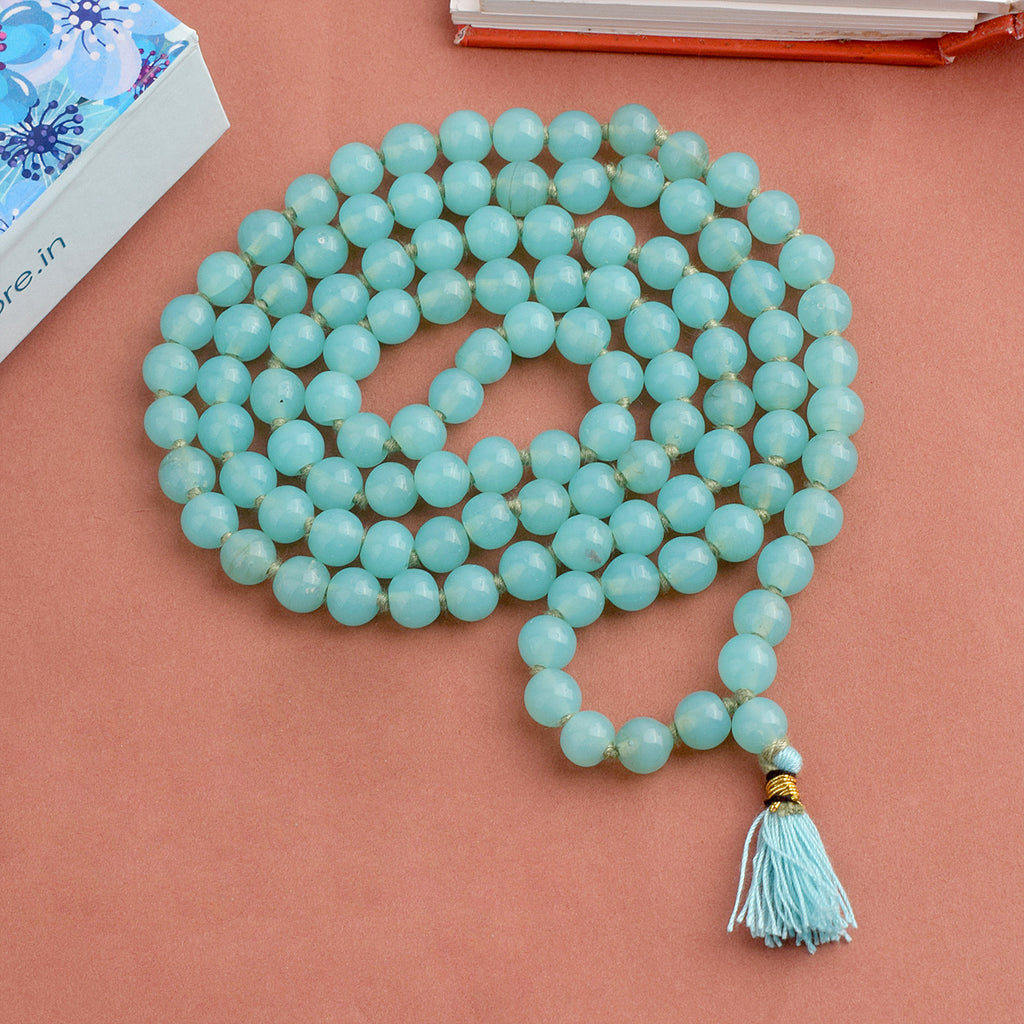 Hakik Jap Mala (Cyan Green) – A Powerful Healing Mala for Emotional Balance, Prosperity, and Spiritual Growth. India’s Premium Hakik Jap Mala Store - www.satvikworld.com