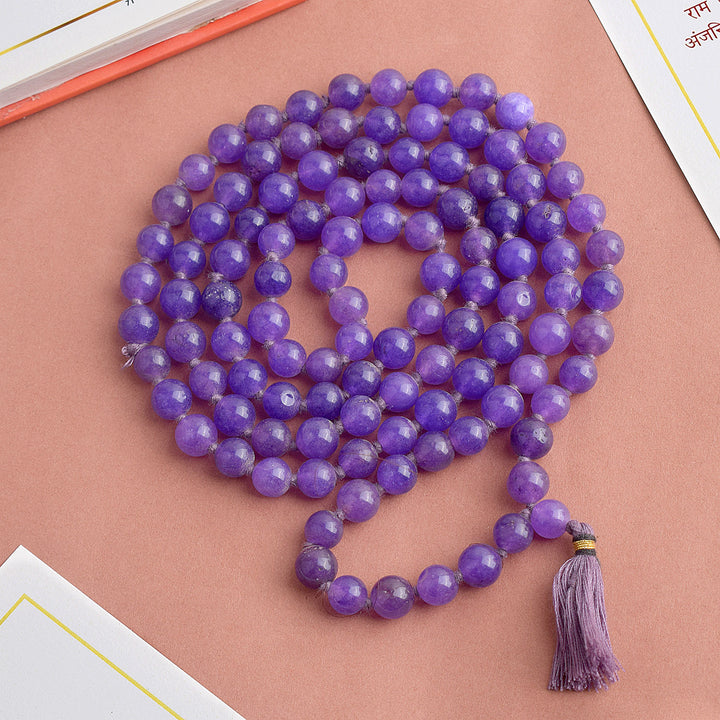 Hakik Jap Mala (Purple) – A Spiritual Meditation Mala for Wisdom, Inner Peace, and Higher Consciousness. India’s Premium Hakik Jap Mala Store - www.satvikworld.com
