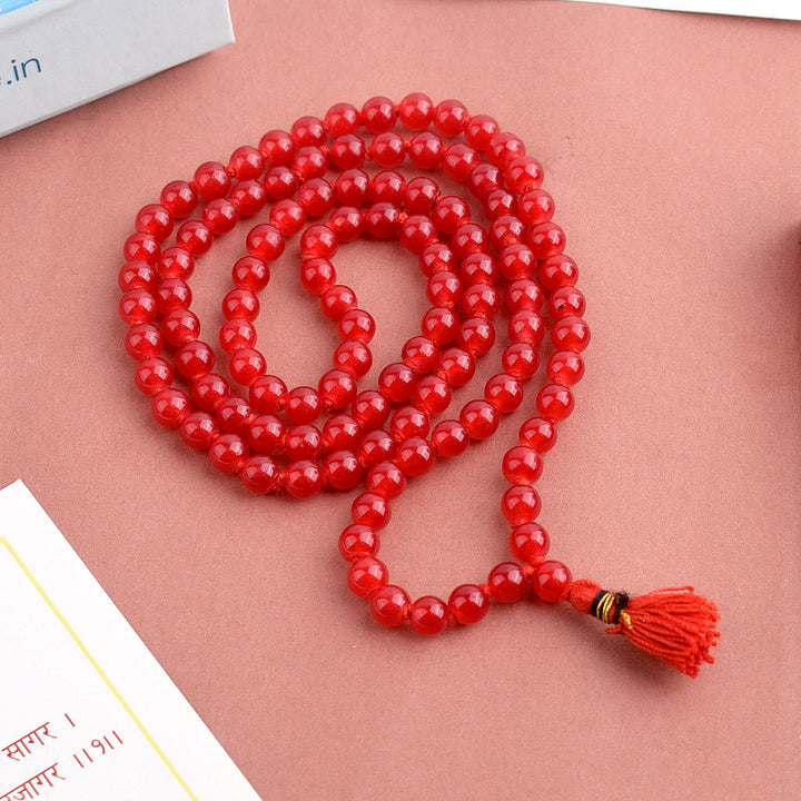 Hakik Jap Mala (Red) – A Spiritual Meditation Mala for Strength, Confidence, and Emotional Balance. India’s Premium Hakik Jap Mala Store - www.satvikworld.com