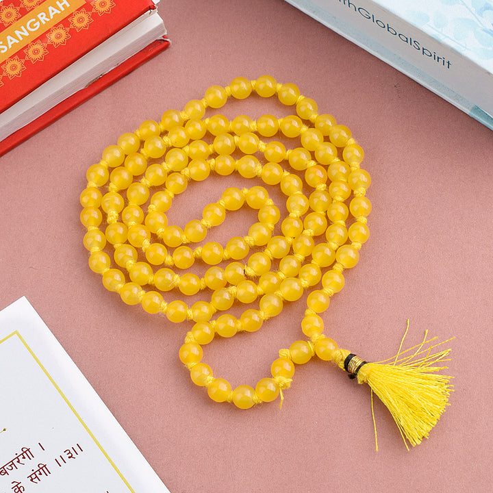Hakik Jap Mala (Yellow) – A Confidence-Boosting and Prosperity-Enhancing Spiritual Mala. India’s Premium Hakik Jap Mala Store - www.satvikworld.com
