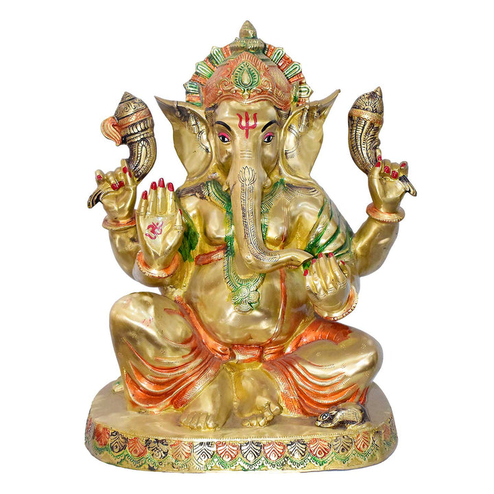 20 Handcrafted Brass Ganpati Idol for Home & Temple | Best for VIP Gift & Big Premium Gift | Large Ganesha Statue with Glossy Finish | 52 cm Height, 25.55 kg Weight | Best for Your Temple & Puja Decor | Premium Quality Brass Murti | World's Large Puja Accessories Brand - Satvik No. 1 Brass Idol Collection 


