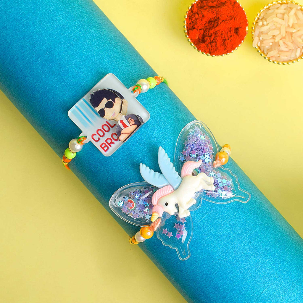 Set of 2 Cartoon-Themed Kids Rakhi with Roli Chawal and Ram Sita Stickers – Raksha Bandhan Gift Combo for Children. India’s Largest Pooja Accessories Brand - www.satvikworld.com