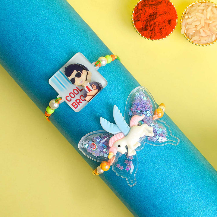 Set of 2 Cartoon-Themed Kids Rakhi with Roli Chawal and Ram Sita Stickers – Raksha Bandhan Gift Combo for Children. India’s Largest Pooja Accessories Brand - www.satvikworld.com