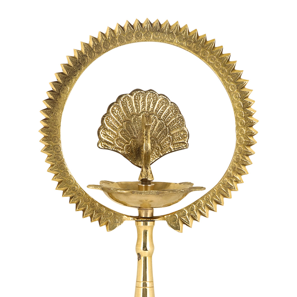 9 Inch Brass Mor Kiran Standing Diya Puja Store Online Pooja Items Online Puja Samagri Pooja Store near me www.satvikworld.com
