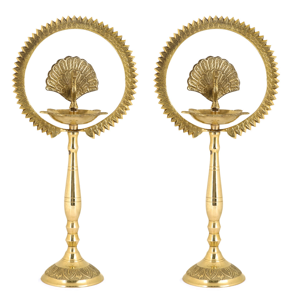 9 Inch Brass Mor Kiran Standing Diya Puja Store Online Pooja Items Online Puja Samagri Pooja Store near me www.satvikworld.com