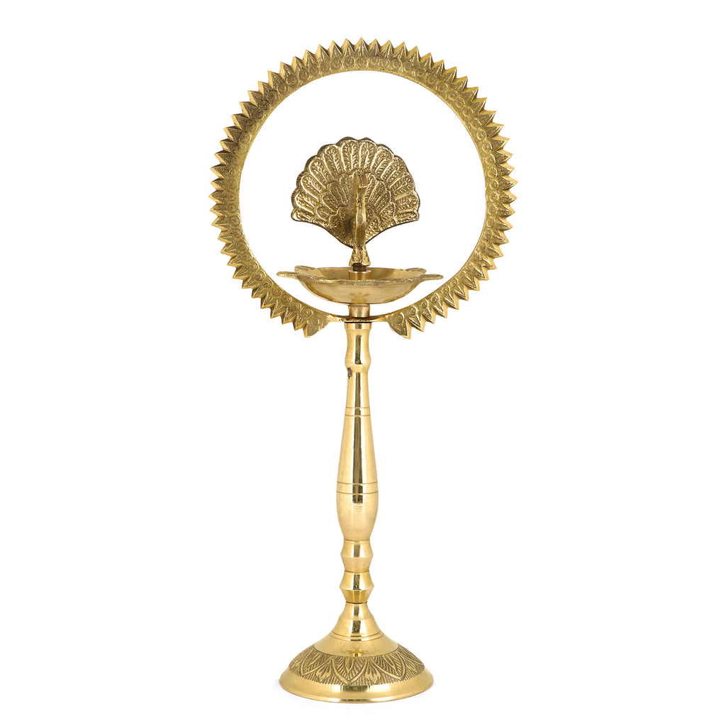 9 Inch Brass Mor Kiran Standing Diya Puja Store Online Pooja Items Online Puja Samagri Pooja Store near me www.satvikworld.com