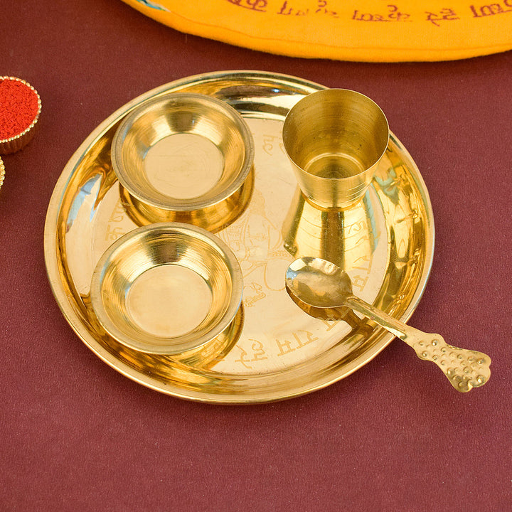 Ladoo Gopal Bhog Thali Set (5.5 to 6 Inch) with intricately embossed Kanha design, perfect for devotional offerings and daily puja rituals. India’s Largest Pooja Accessories Brand – www.satvikworld.com