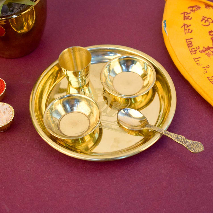 Extra Large Ladoo Gopal Bhog Thali Set (6-7 Inch) with intricately embossed Matki design, crafted for divine pooja rituals and bhog offerings. India’s Largest Pooja Accessories Brand – www.satvikworld.com