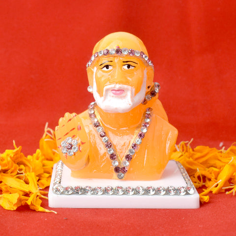 Marble Shirdi Sai Idol - A beautifully carved marble statue of Shirdi Sai Baba, perfect for home temples, spiritual spaces, and devotional decor. India’s Largest Pooja Accessories Brand – www.satvikworld.com