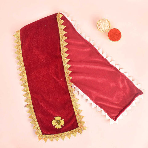 Maroon Angvastra/Patka/Duppata with Floral Design – 22-inch traditional devotional cloth featuring elegant floral patterns, ideal for puja, temple rituals, and spiritual ceremonies India’s Largest Pooja Accessories Brand – www.satvikworld.com