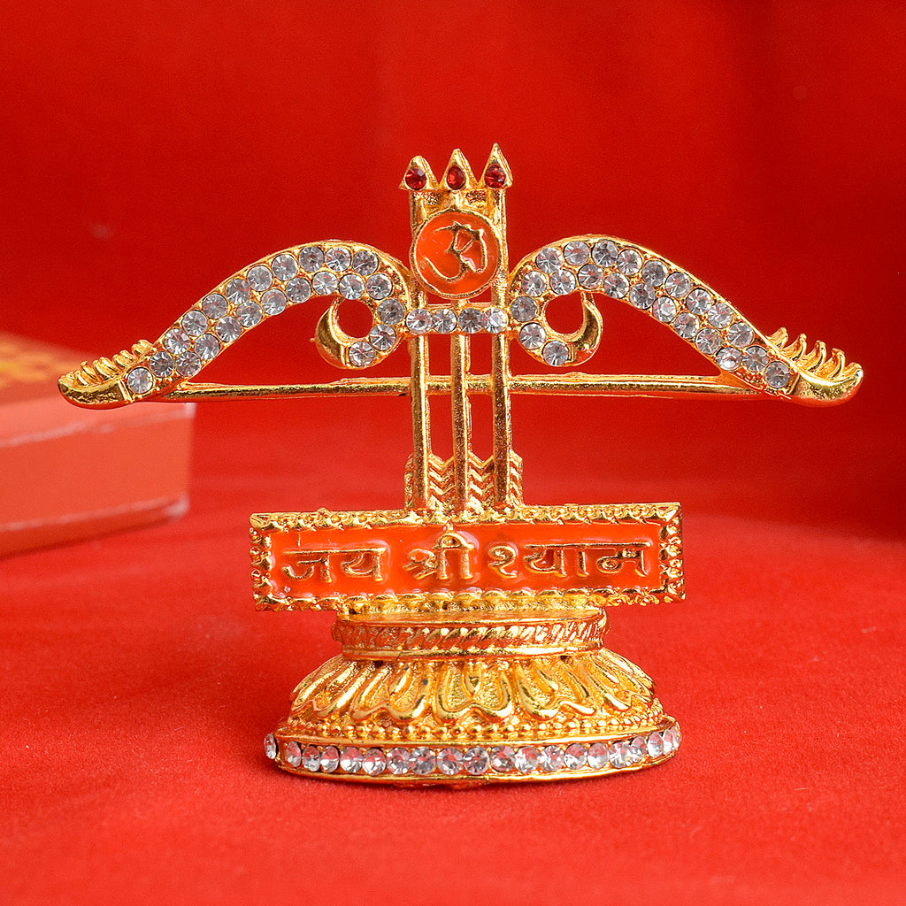 Metal 3 Baan Khatushyam Idol featuring the divine form of Shyam Baba holding three arrows, ideal for home temple or gifting. India’s Largest Pooja Accessories Brand – www.satvikworld.com
