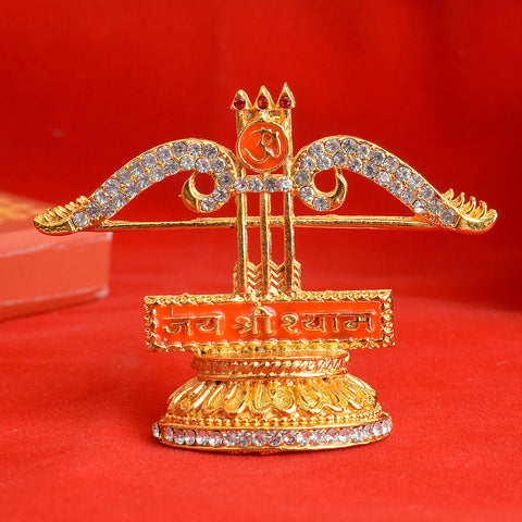 Metal 3 Baan Khatushyam Idol featuring the divine form of Shyam Baba holding three arrows, ideal for home temple or gifting. India’s Largest Pooja Accessories Brand – www.satvikworld.com
