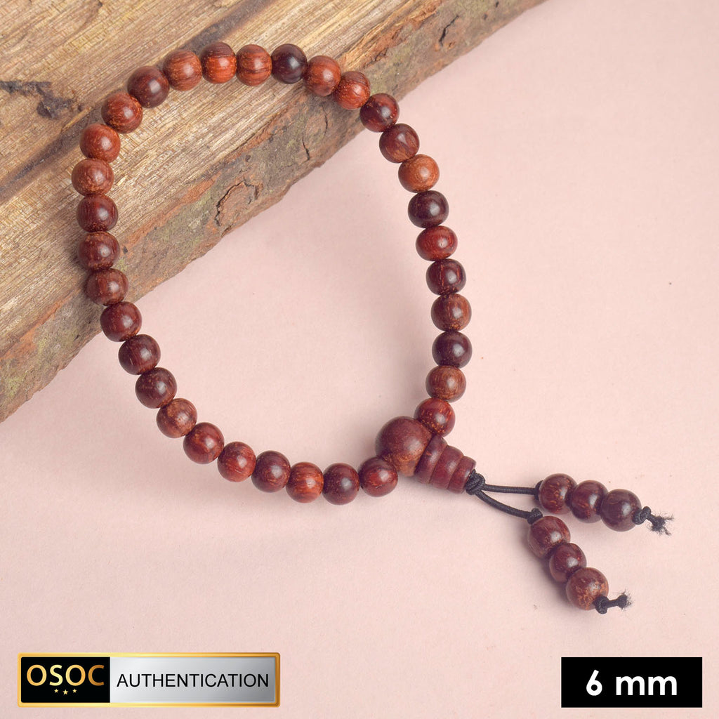 Original 6mm Red Chandan Bracelet Made from Pure Sandalwood Beads. India’s Largest Pooja Accessories Brand - www.satvikworld.com