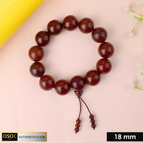 Original Red Chandan Bracelet with 10 large 18mm sandalwood beads from Andhra Pradesh. India’s Largest Pooja Accessories Brand - www.satvikworld.com