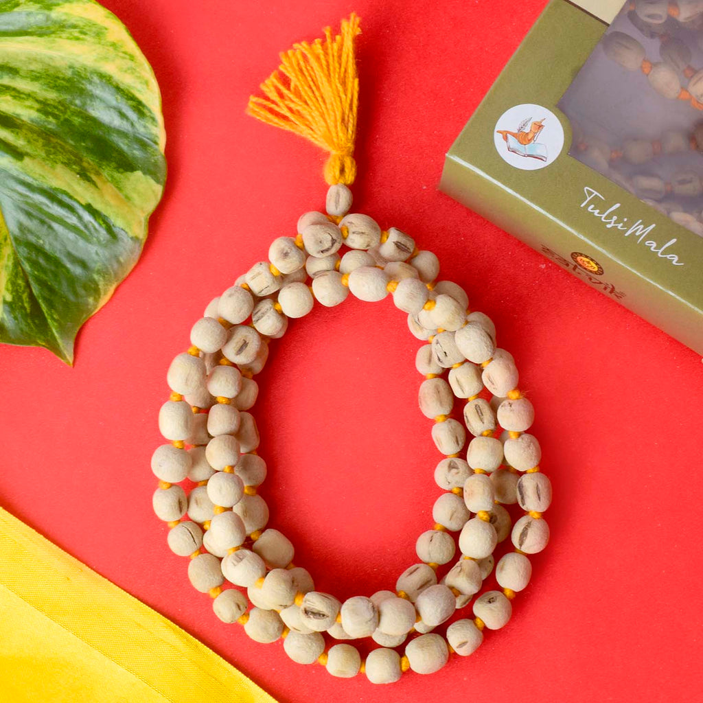 100% Original Tulsi Jap Mala (7-8mm) – Pure and sacred 108+1 bead Tulsi mala crafted for mantra chanting, spiritual rituals, and daily meditation. Brings calm, focus, and spiritual connection. India’s Largest Pooja Accessories Brand – www.satvikworld.com