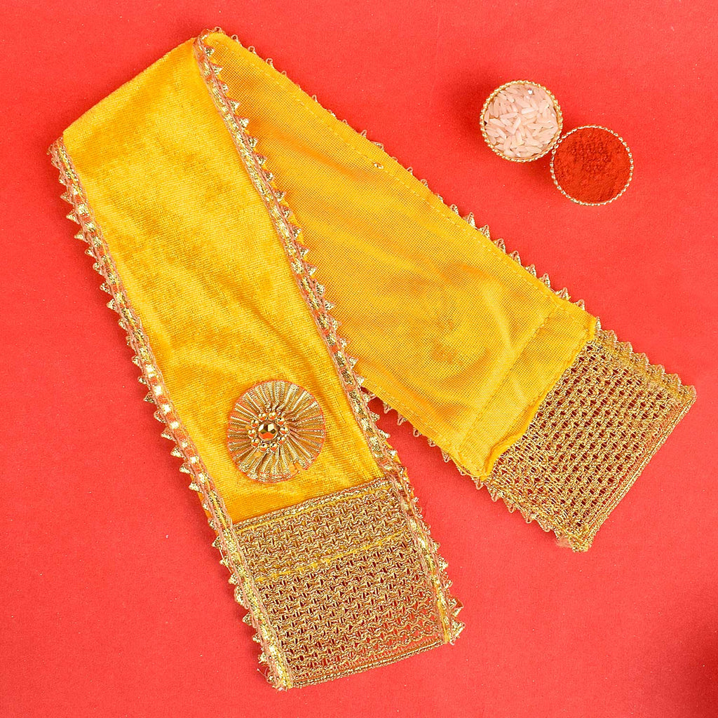 Premium Yellow Angvastra/Patka/Duppata – High-quality bright yellow devotional cloth ideal for temple rituals and spiritual ceremonies. India’s Largest Pooja Accessories Brand – www.satvikworld.com
