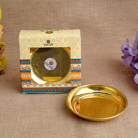 Pure Brass Gopal Ji Bhog Thali Set, intricately designed for offering prasad during worship, featuring high-quality craftsmanship and a spiritual touch. India’s Largest Pooja Accessories Brand – www.satvikworld.com