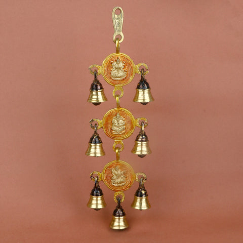 Pure Brass Wall Hanging featuring Laxmi, Ganesh, and Saraswati idols intricately crafted for home and temple décor. India’s Largest Pooja Accessories Brand – www.satvikworld.com
