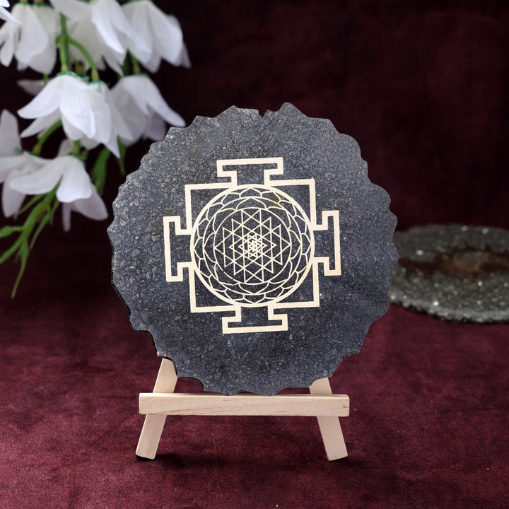 pyrite shree yantra frame stand wealth prosperity healing stone vastu decor. India’s Largest Puja Accessories Brand- www.satvikworld.com