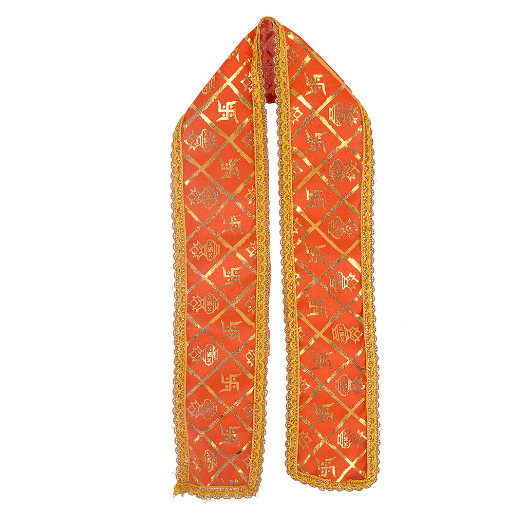 Royal orange Patka or Angvastra, 33 inches in length, made from soft, traditional fabric, perfect for spiritual rituals, temple visits, cultural ceremonies, and devotional wear. India’s Largest Pooja Accessories Brand – www.satvikworld.com