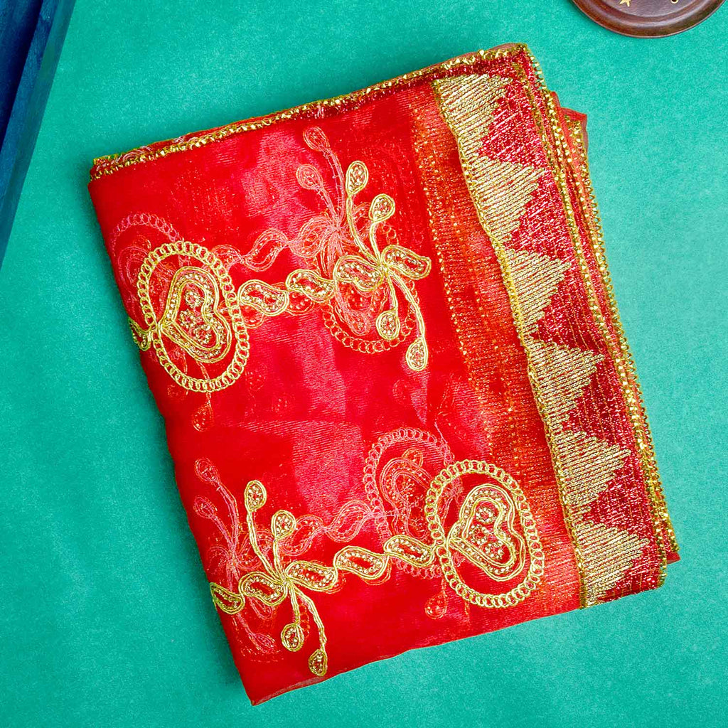 Sacred Red Puja Mata Ki Chunni for Religious Ceremonies (85x39 Inch) – India’s Largest Pooja Accessories Brand – www.satvikworld.com