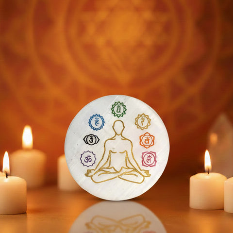 Selenite 7 Chakra Charging Plate Spiritual Healing Tool