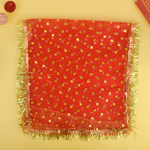 Elegant Square Dotes Mata Chunni 25x10 Inch for Puja Decoration – India’s Largest Pooja Accessories Brand – www.satvikworld.com