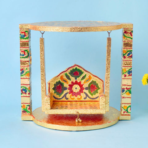 Stunning Meenakari Laddu Gopal Jhula – intricately handcrafted swing with colorful meenakari work for Bal Gopal. India’s Largest Pooja Accessories Brand – www.satvikworld.com